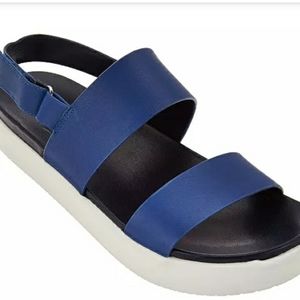 H by Halston Brooke Blue Leather Platform Slingba